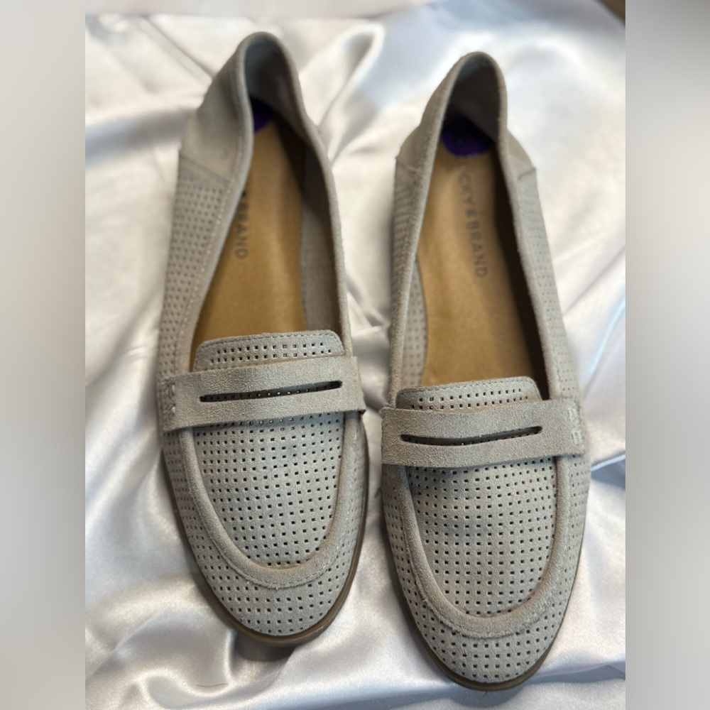 Lucky Brand Gray Perforated Flats